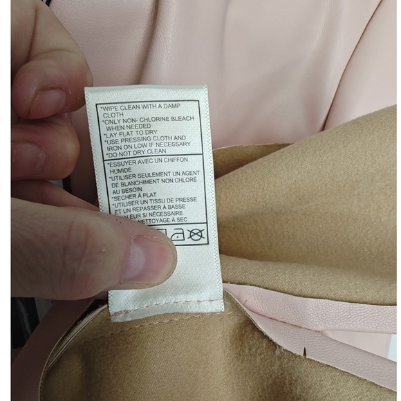 Steve Madden Ezra Top Ash Rose Pink Faux Leather Short Sleeve BO304325 Small New - Picture 8 of 8